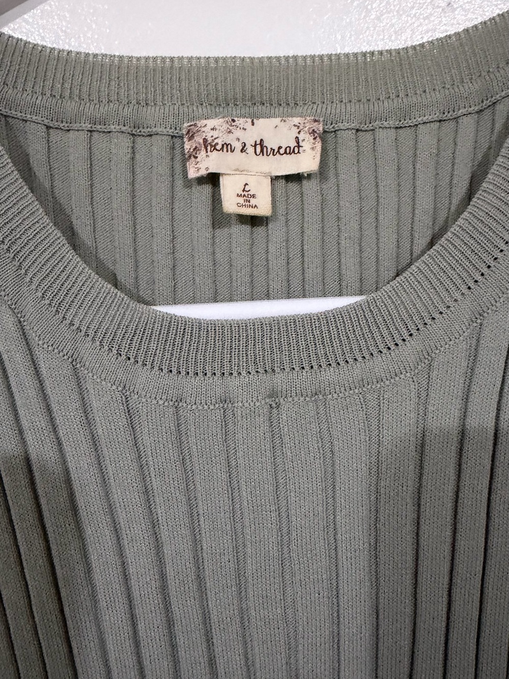 Hem & Thread Sage Ribbed Ruffle Tank Top - Picture 2 of 4